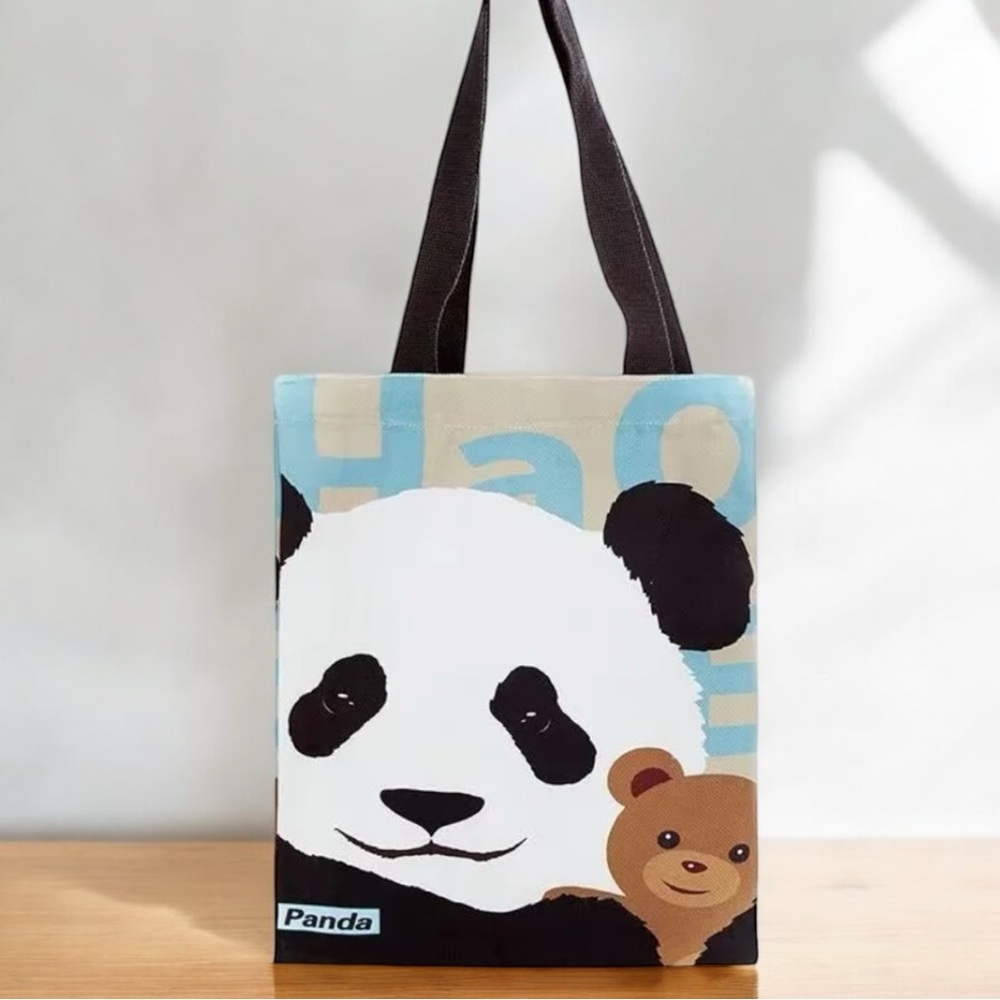 Panda Canvas Kids Tote Bag - Black and White